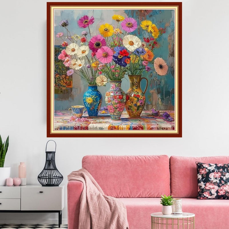 REXING Stamped Cross Stitch Kits Embroidery kit for Beginners Adults Full Range of Embroidery Patterns Starter Kits DIY Printed Cross Stitch Kits Needlepoint Kits 11CT-Colorful Flowers 18x18 inchs - Image 2